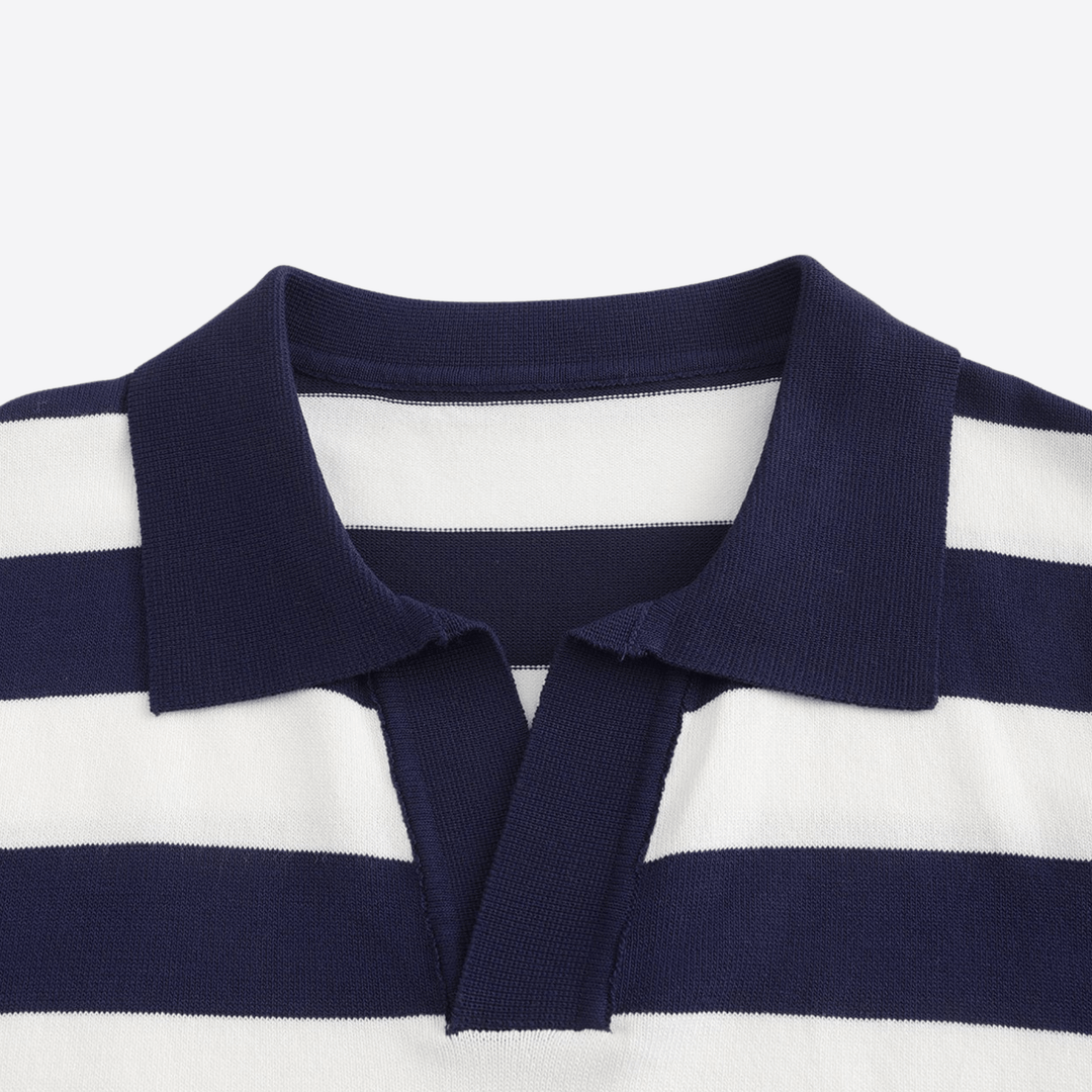 BRETON STRIPED OPEN-COLLAR POLO