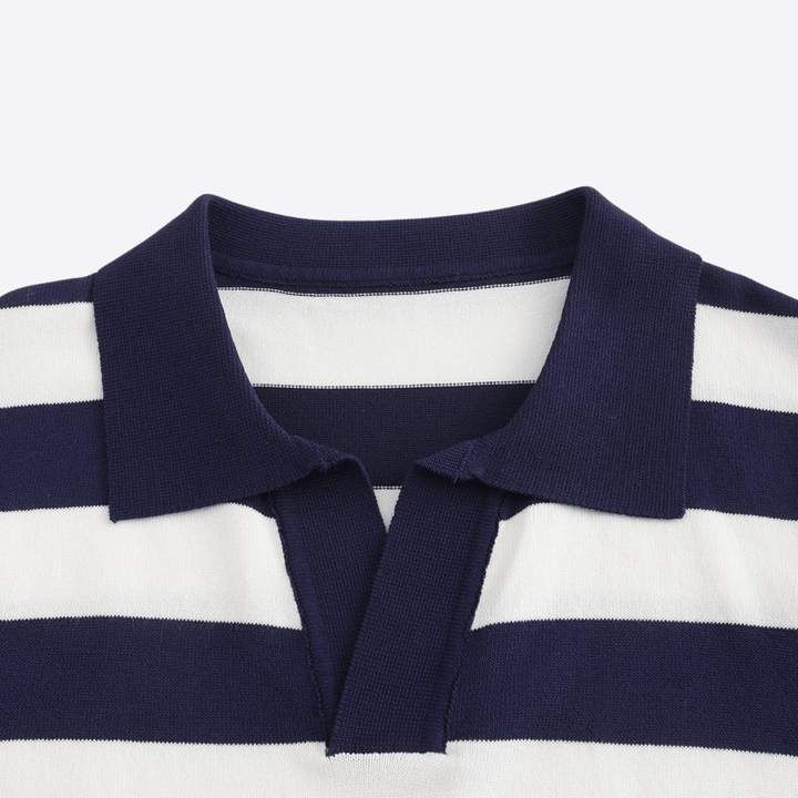 BRETON STRIPED OPEN-COLLAR POLO
