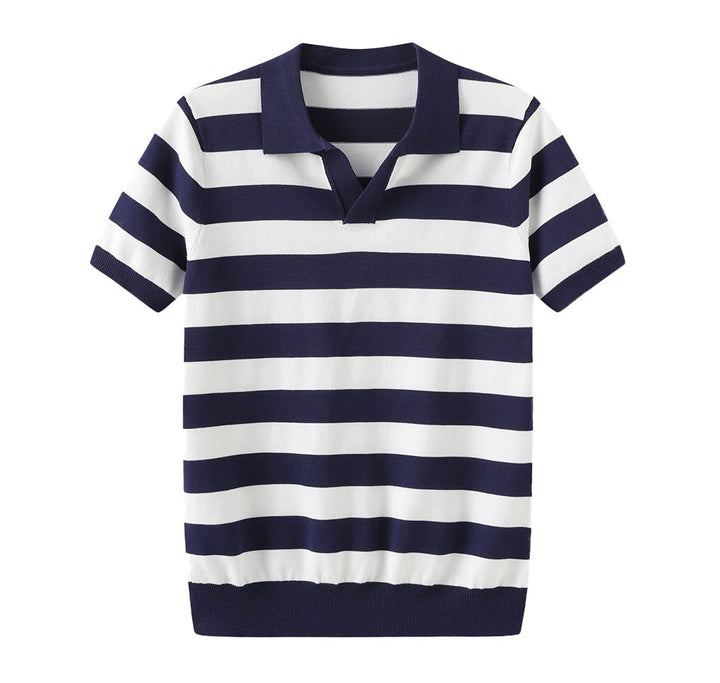 BRETON STRIPED OPEN-COLLAR POLO
