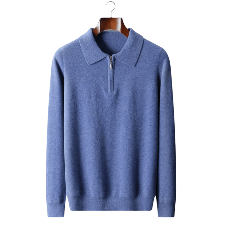 MERINO WOOL HALF-ZIP POLO SWEATER