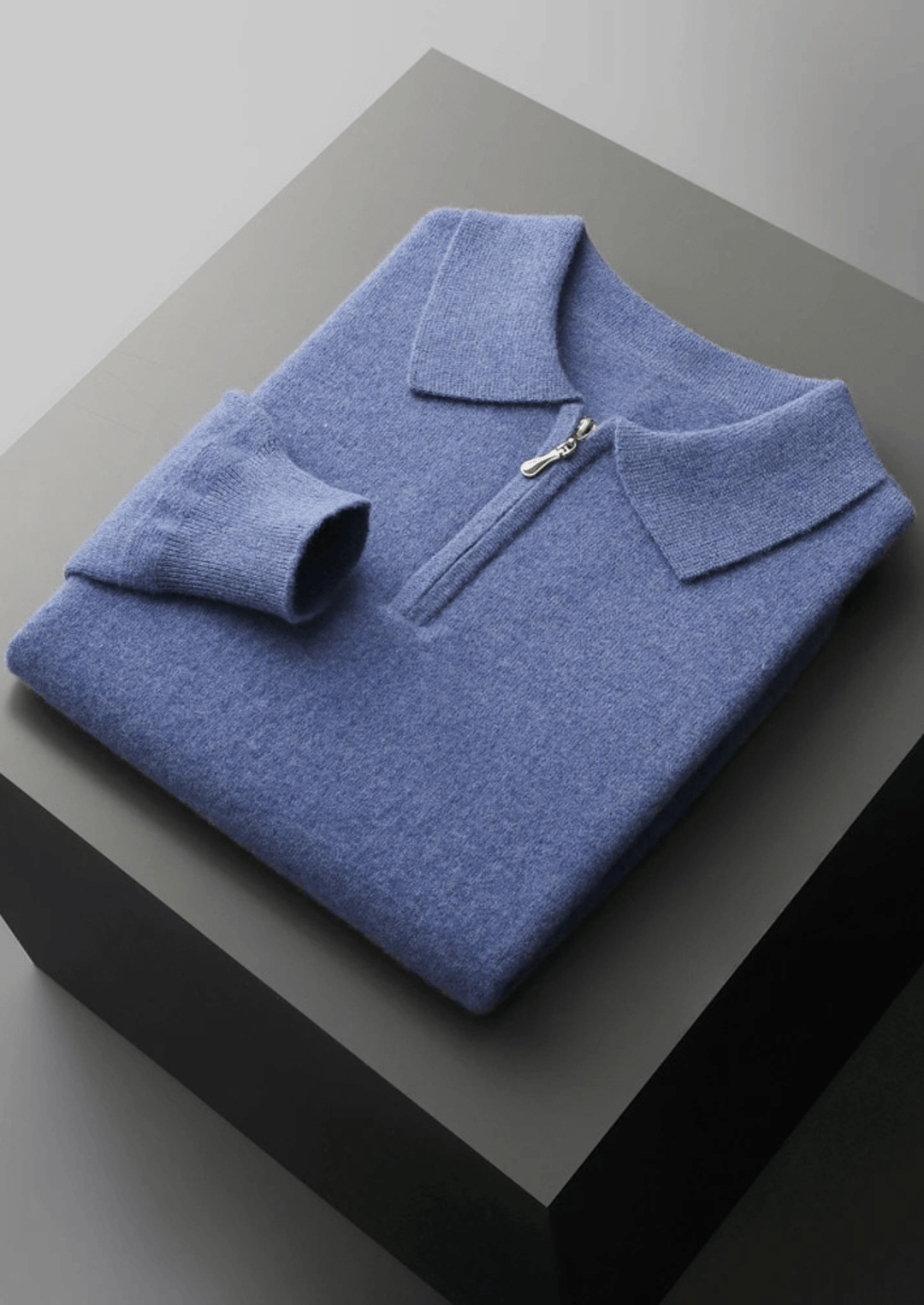 MERINO WOOL HALF-ZIP POLO SWEATER