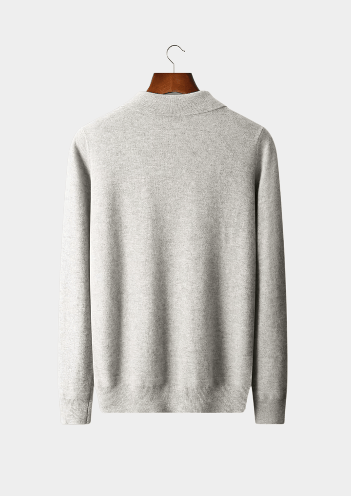 MERINO WOOL HALF-ZIP POLO SWEATER