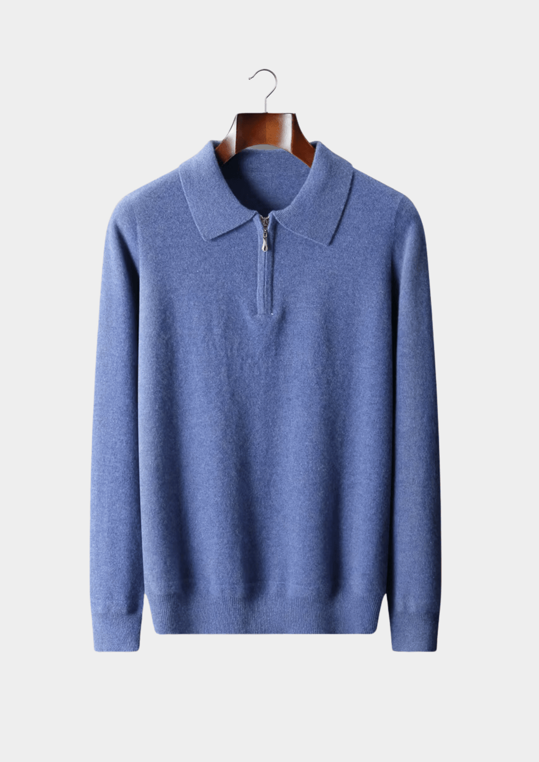 MERINO WOOL HALF-ZIP POLO SWEATER