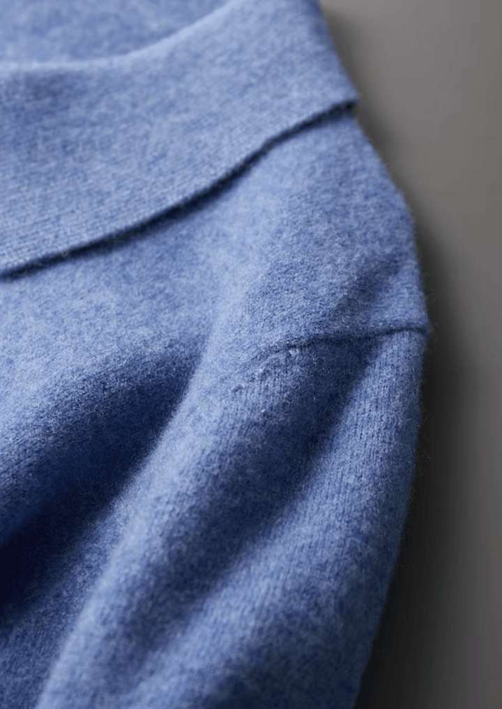MERINO WOOL HALF-ZIP POLO SWEATER