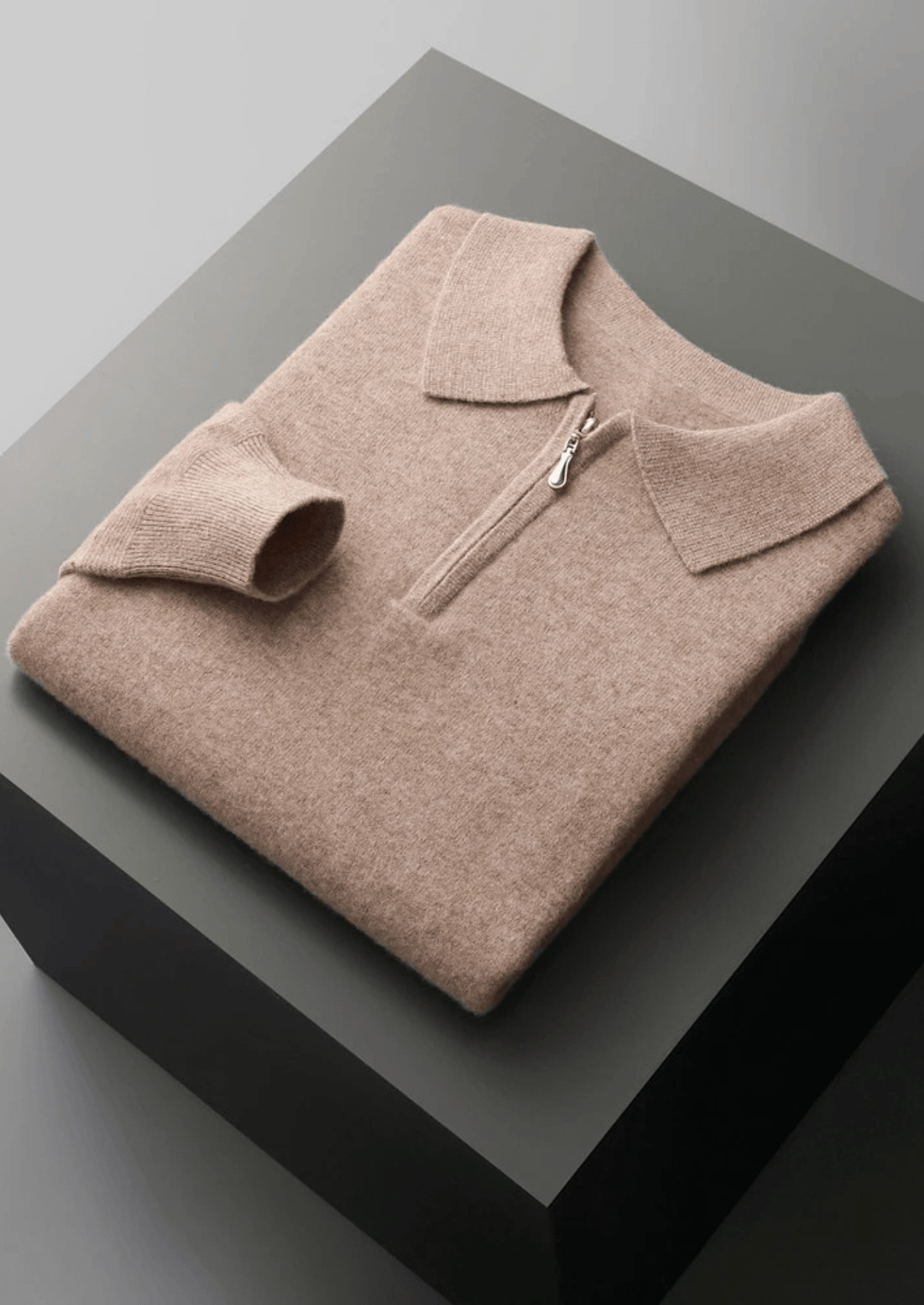 MERINO WOOL HALF-ZIP POLO SWEATER