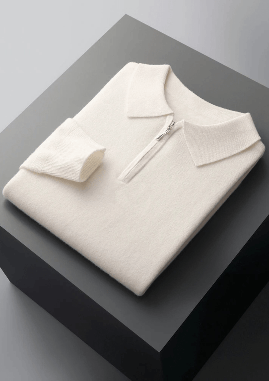 MERINO WOOL HALF-ZIP POLO SWEATER