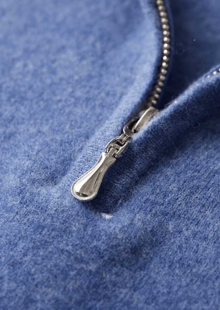 MERINO WOOL HALF-ZIP POLO SWEATER