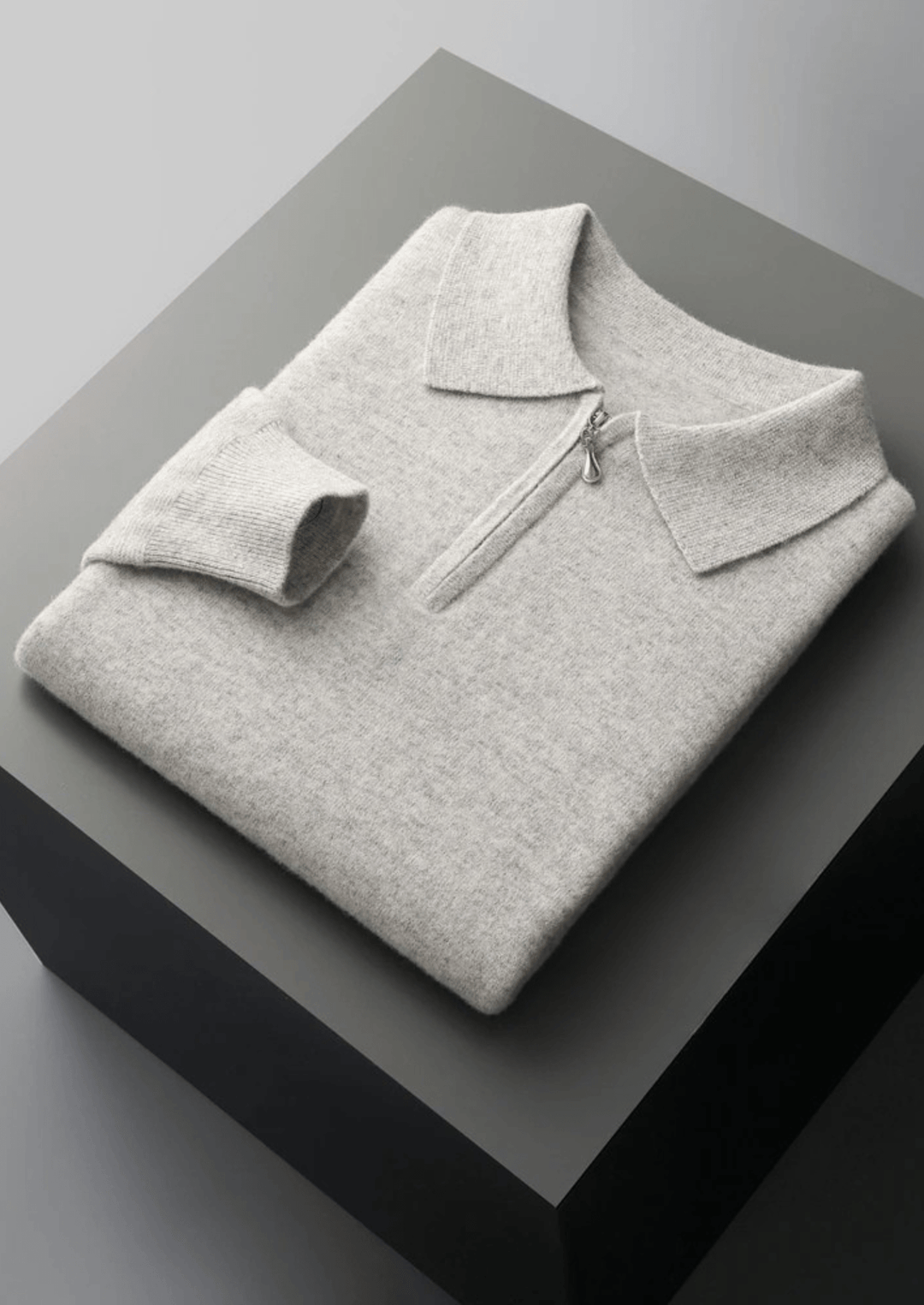 MERINO WOOL HALF-ZIP POLO SWEATER