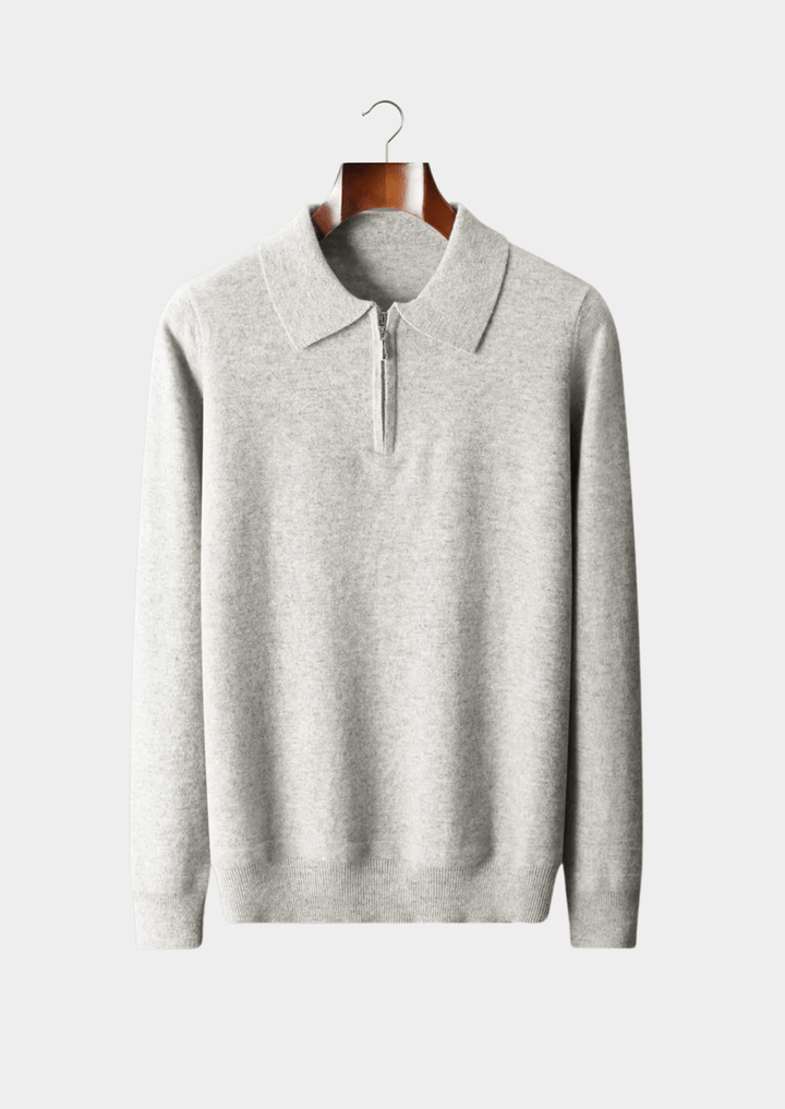 MERINO WOOL HALF-ZIP POLO SWEATER