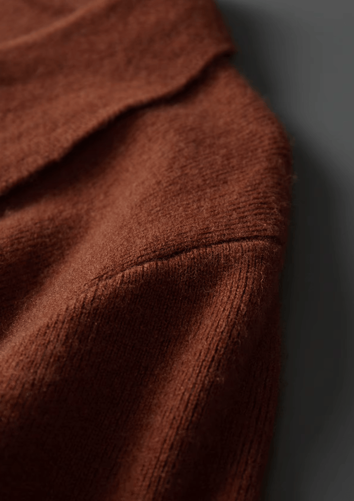 MERINO WOOL RIBBED BUTTONLESS POLO