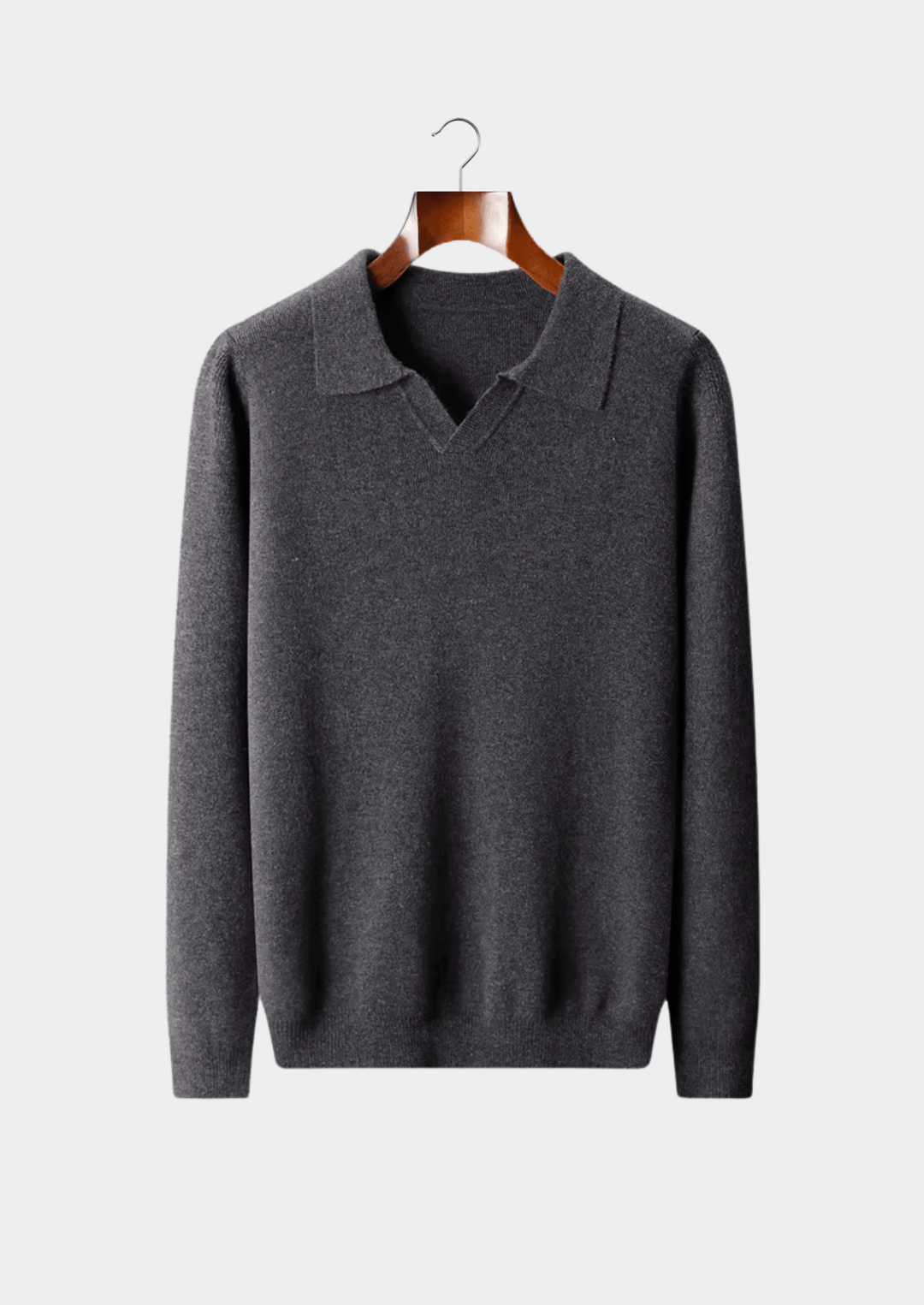 MERINO WOOL RIBBED BUTTONLESS POLO