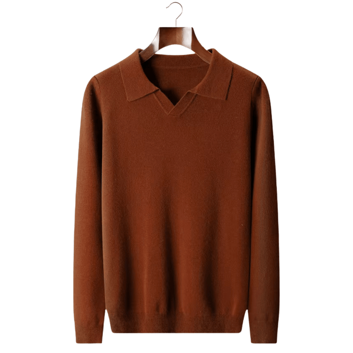 MERINO WOOL RIBBED BUTTONLESS POLO