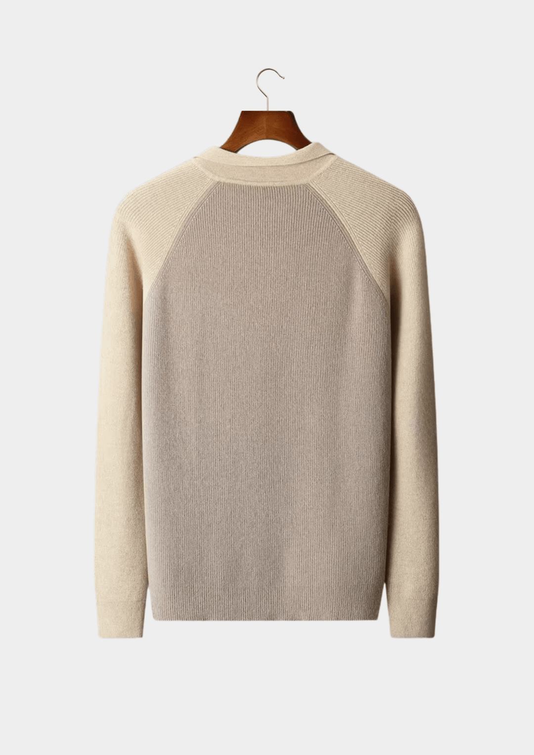MERINO WOOL TWO TONE ZIPPER SWEATER POLO