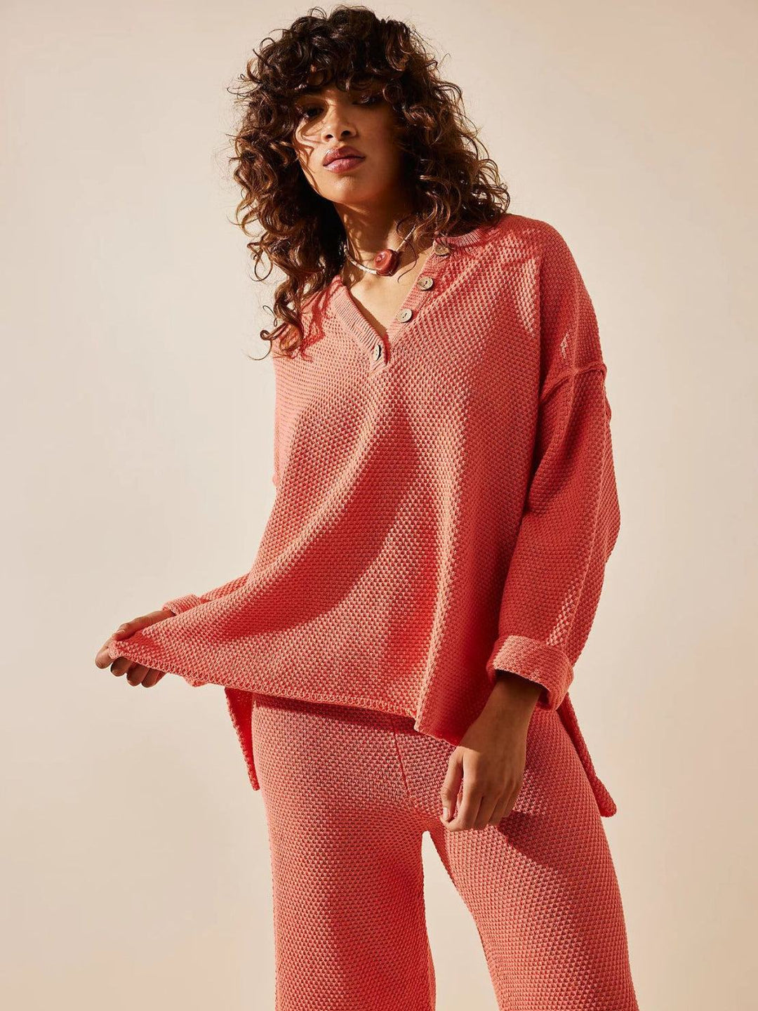 Multi-Weather Comfort: Two-Piece Oversized Set watermelon red image 3 