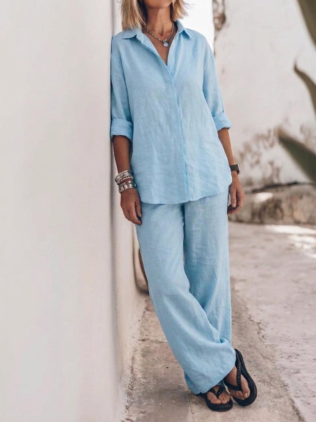 Pure Cotton Relaxed Set lightblue image 7 