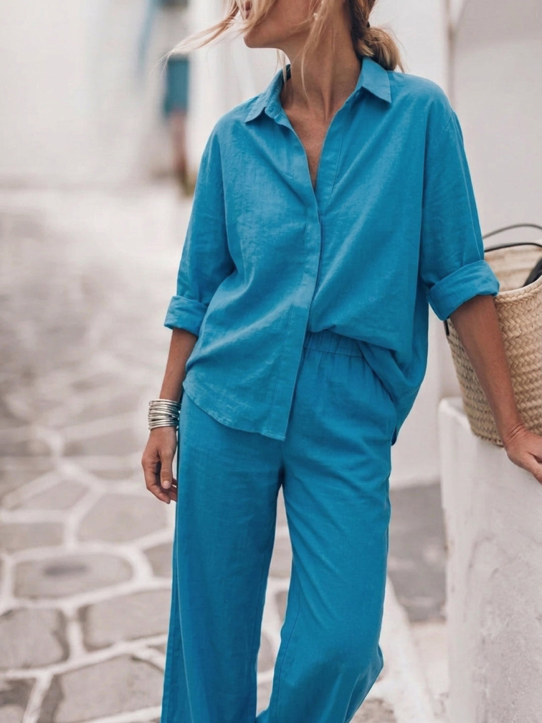 Pure Cotton Relaxed Set turquoise image 3 