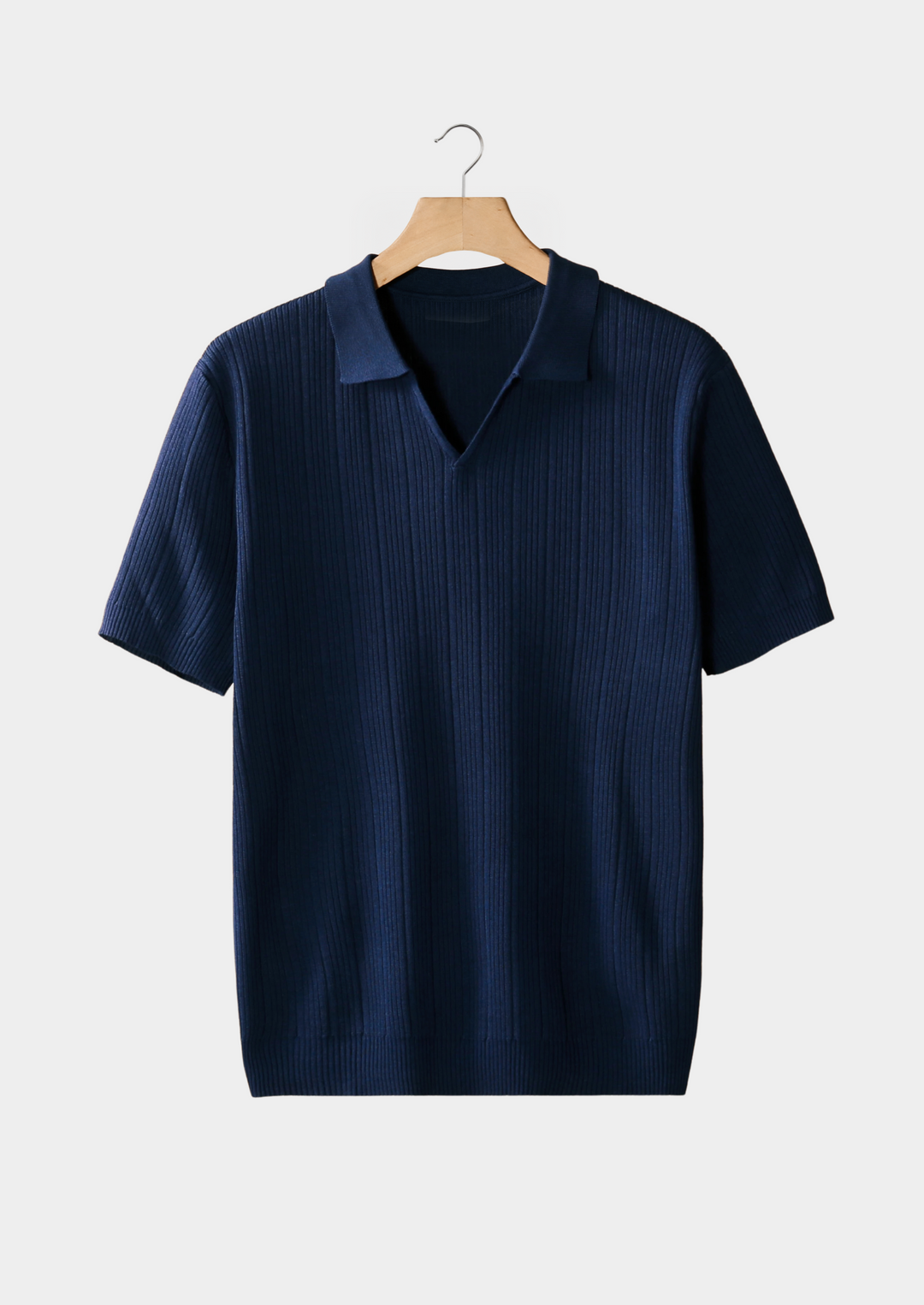 Open Collar Ribbed Polo navy image 1 #color_navy
