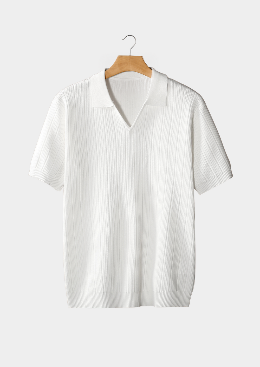 Open Collar Ribbed Polo white image 1 #color_white