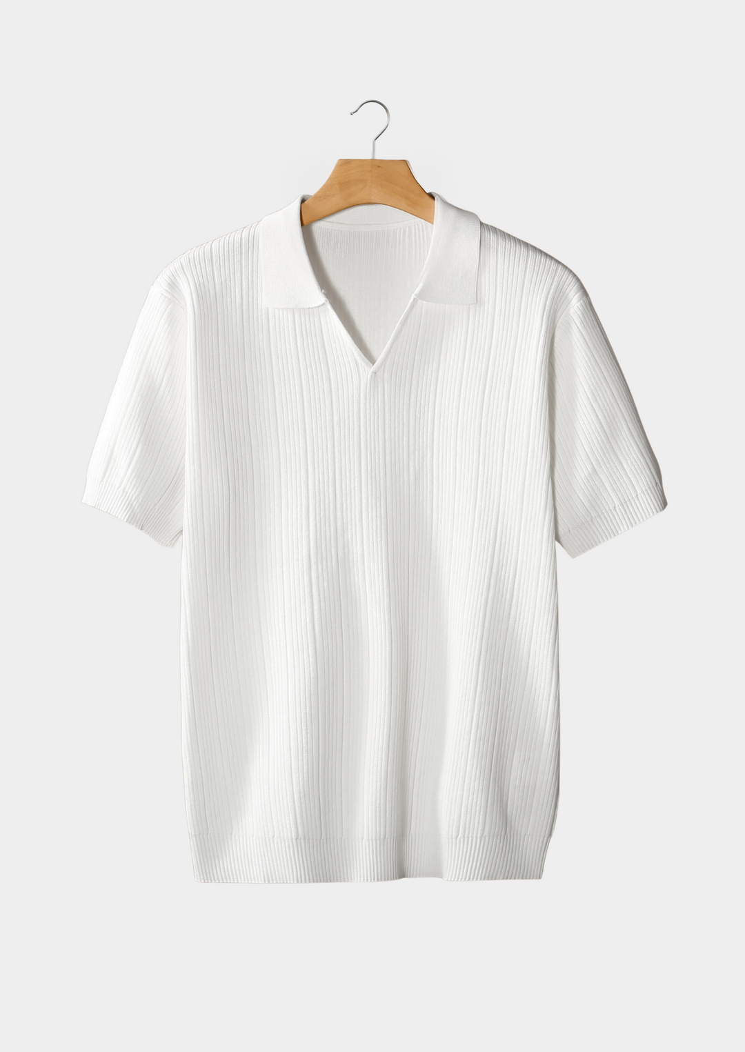 Open Collar Ribbed Polo white image 1 #color_white
