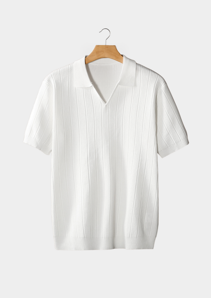 Open Collar Ribbed Polo white image 1 #color_white