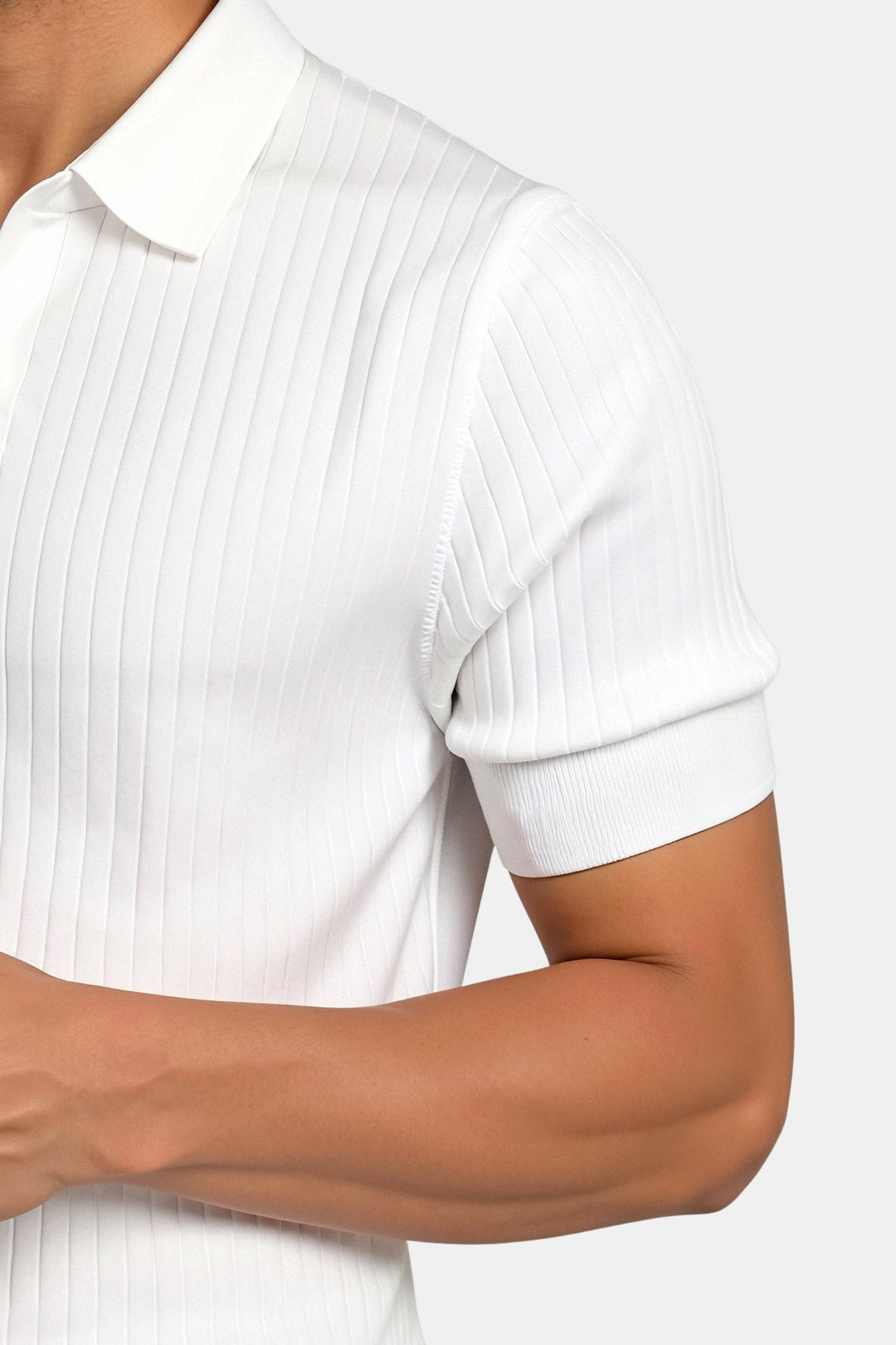 VERTICAL RIBBED SHORT-SLEEVE POLO