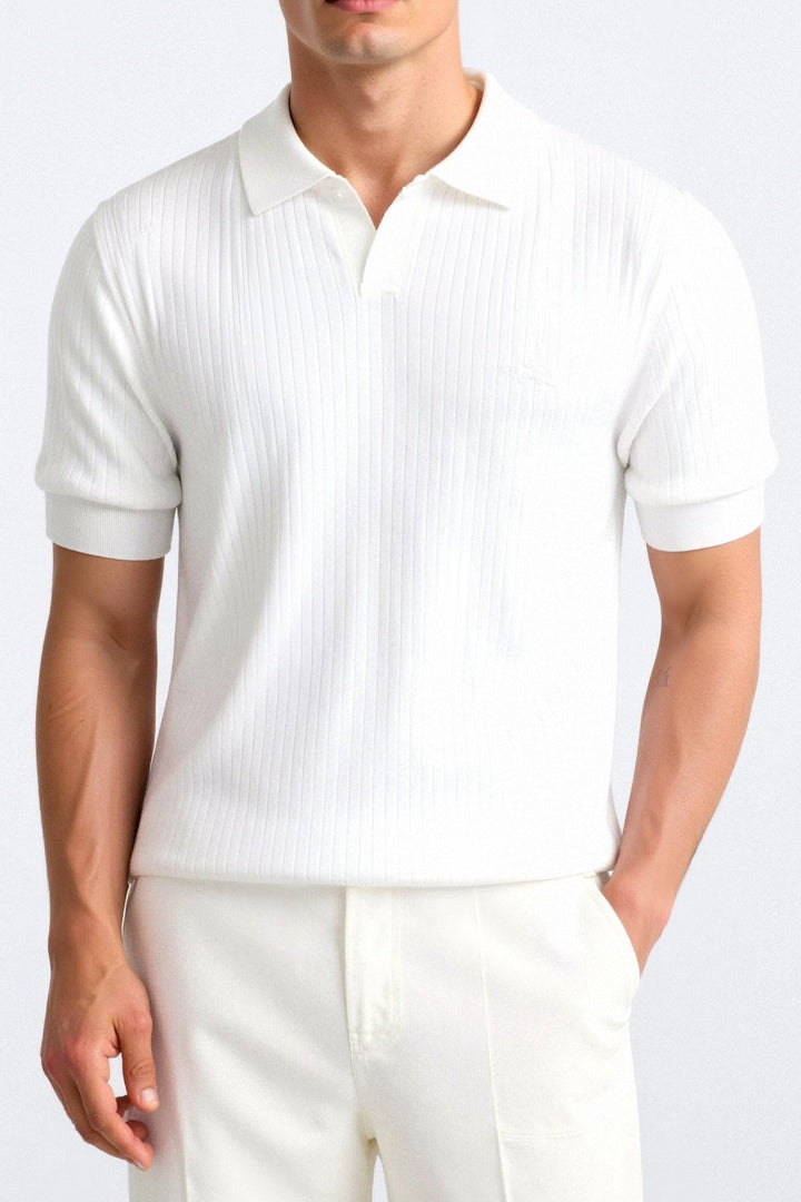 VERTICAL RIBBED SHORT-SLEEVE POLO