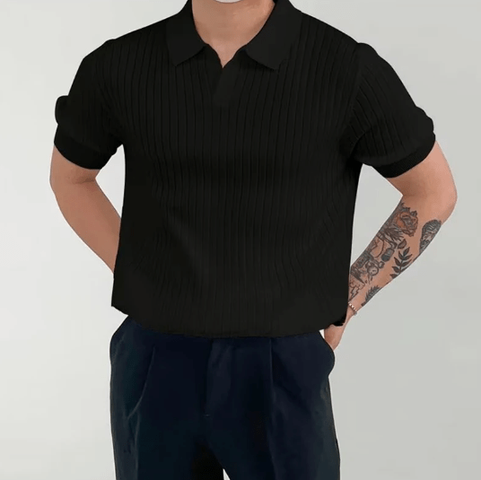 VERTICAL RIBBED SHORT-SLEEVE POLO