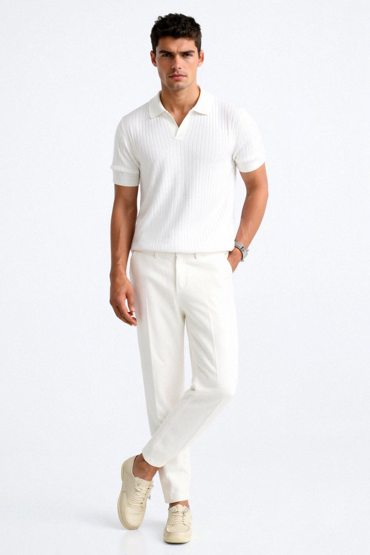 VERTICAL RIBBED SHORT-SLEEVE POLO