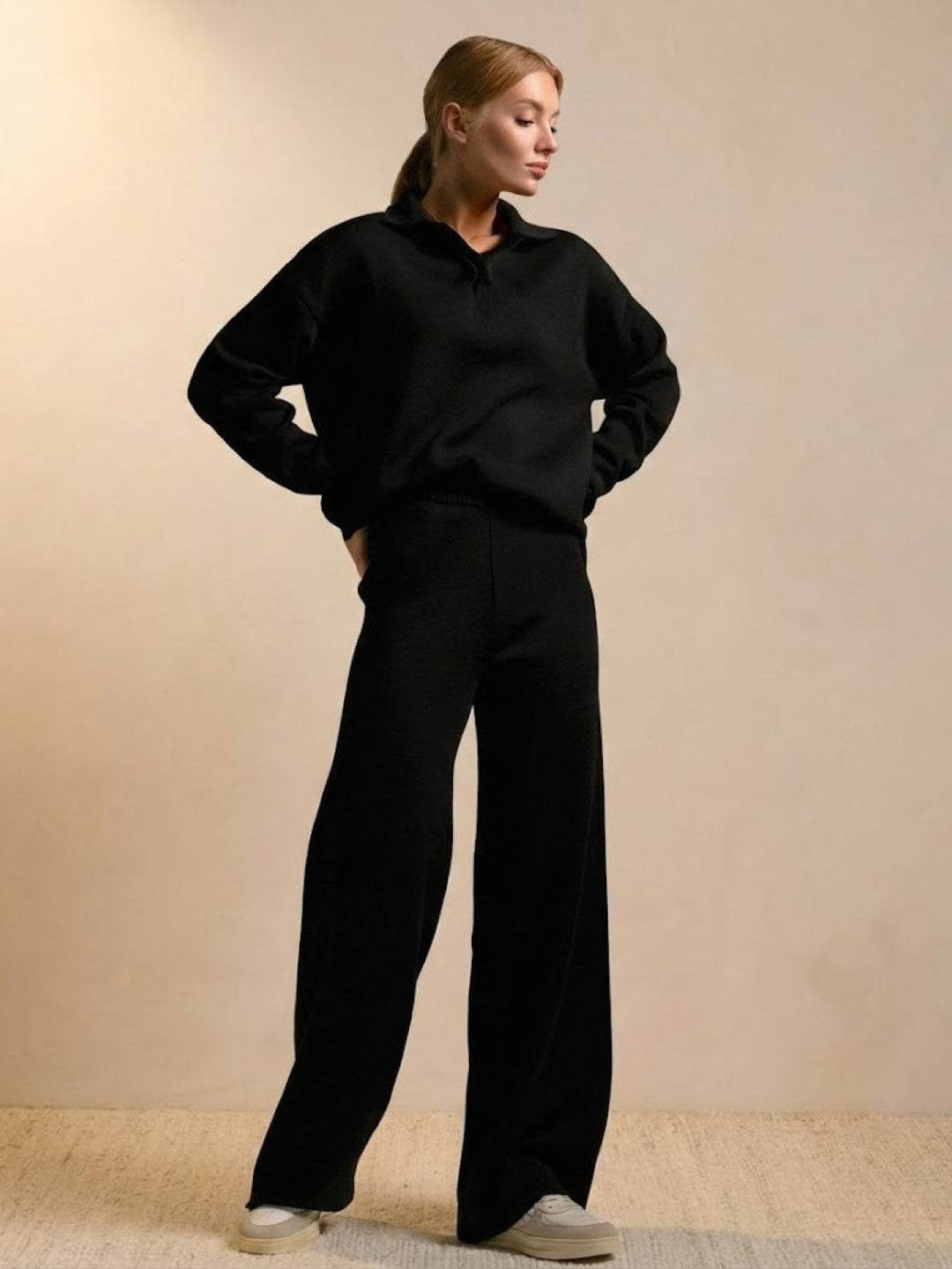Plush &amp; Preppy Camel Two-Piece Set black image 1 