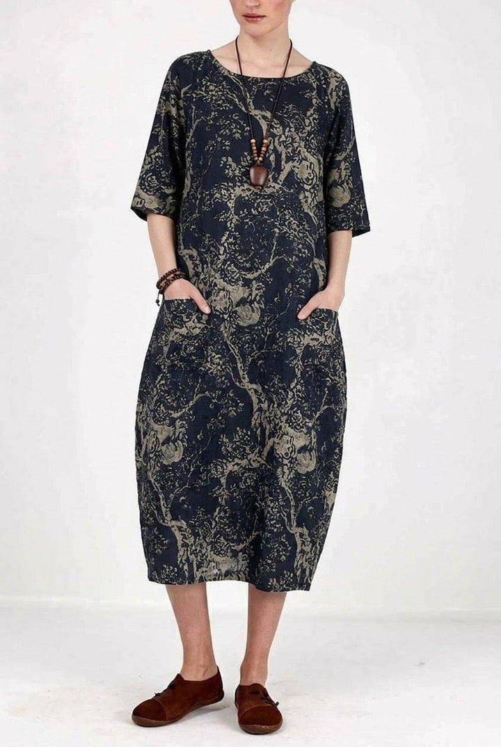 Japanese Porcelain Print Dress