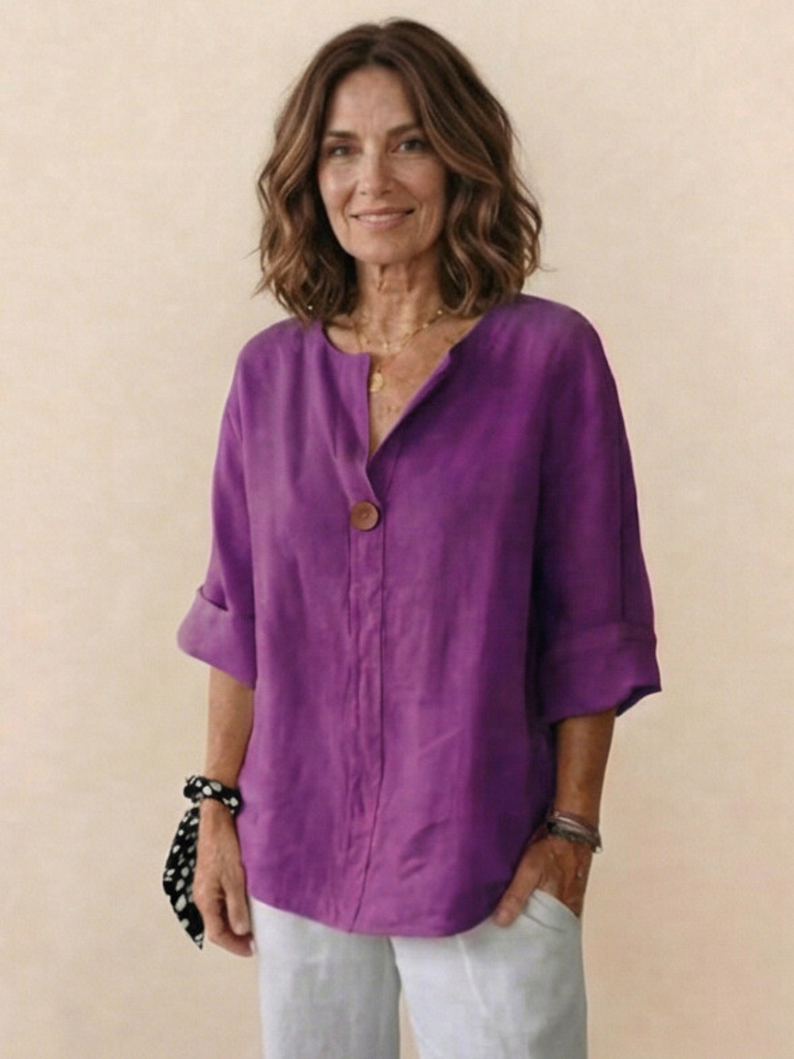 Pure Linen Age-Defying Button Detail Shirt purple image 1 