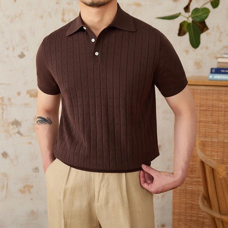 POINTELLE VERTICAL RIBBED POLO