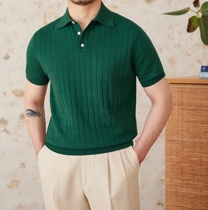 POINTELLE VERTICAL RIBBED POLO