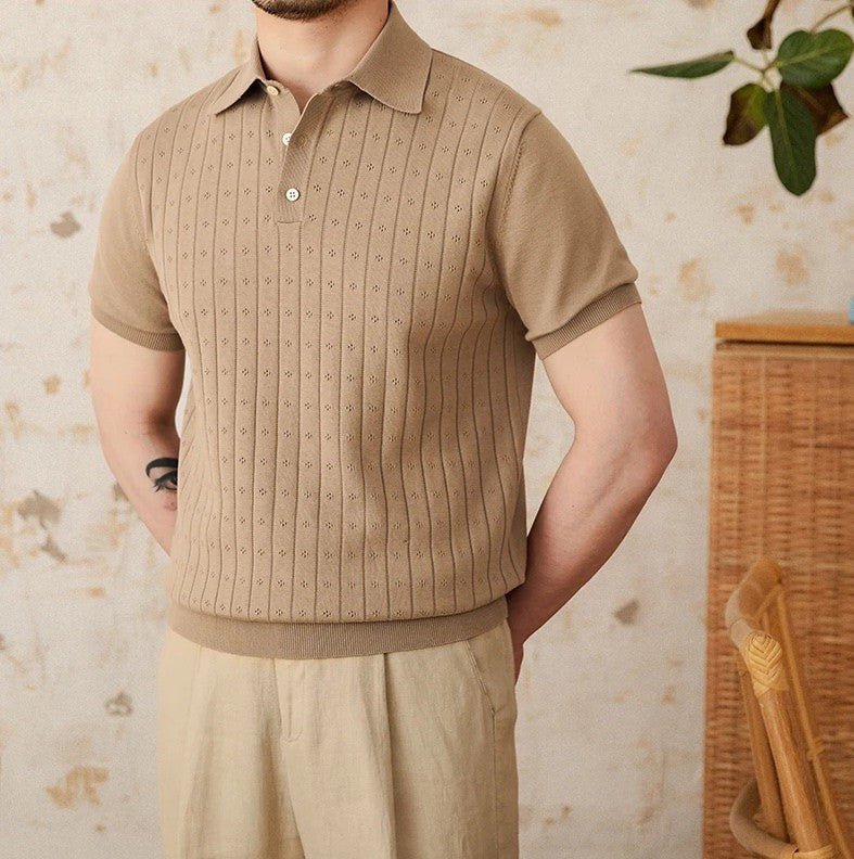 POINTELLE VERTICAL RIBBED POLO