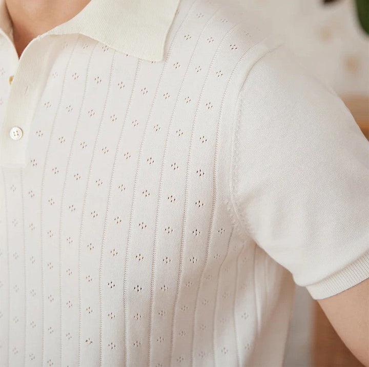 POINTELLE VERTICAL RIBBED POLO