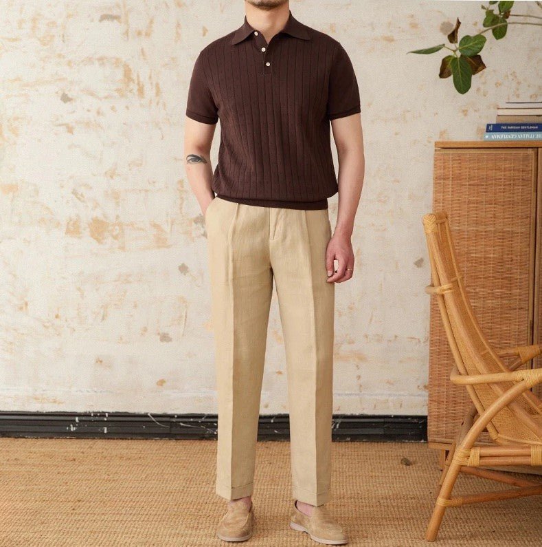 POINTELLE VERTICAL RIBBED POLO
