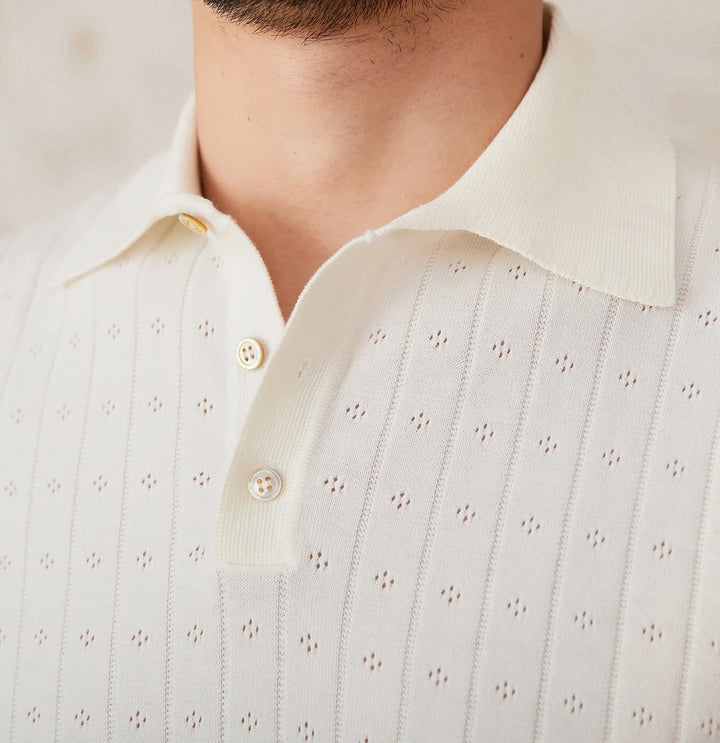 POINTELLE VERTICAL RIBBED POLO