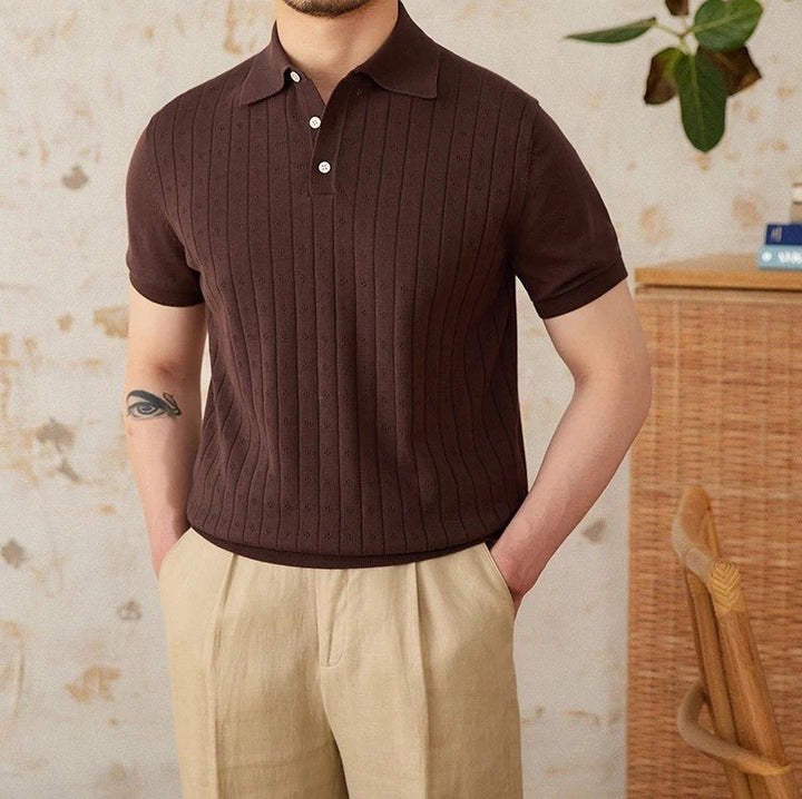POINTELLE VERTICAL RIBBED POLO