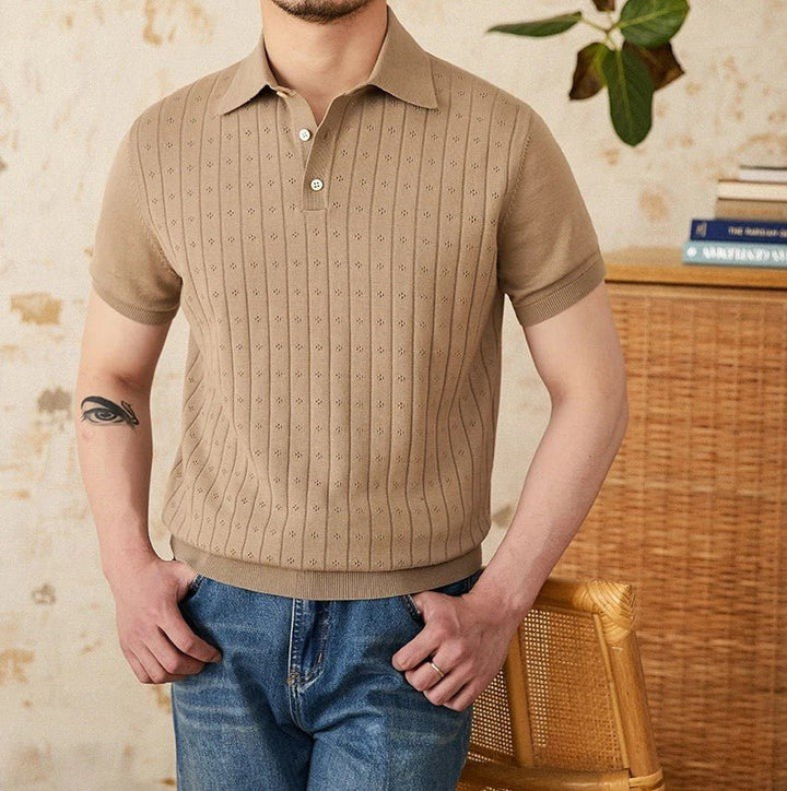 POINTELLE VERTICAL RIBBED POLO