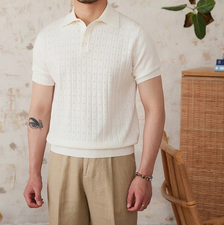POINTELLE VERTICAL RIBBED POLO