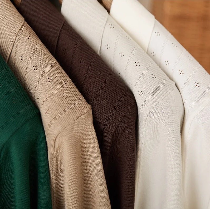 POINTELLE VERTICAL RIBBED POLO