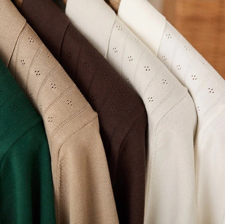 POINTELLE VERTICAL RIBBED POLO