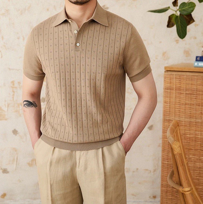 POINTELLE VERTICAL RIBBED POLO