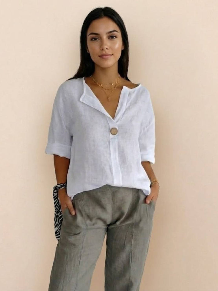 Pure Linen Age-Defying Button Detail Shirt white image 1 
