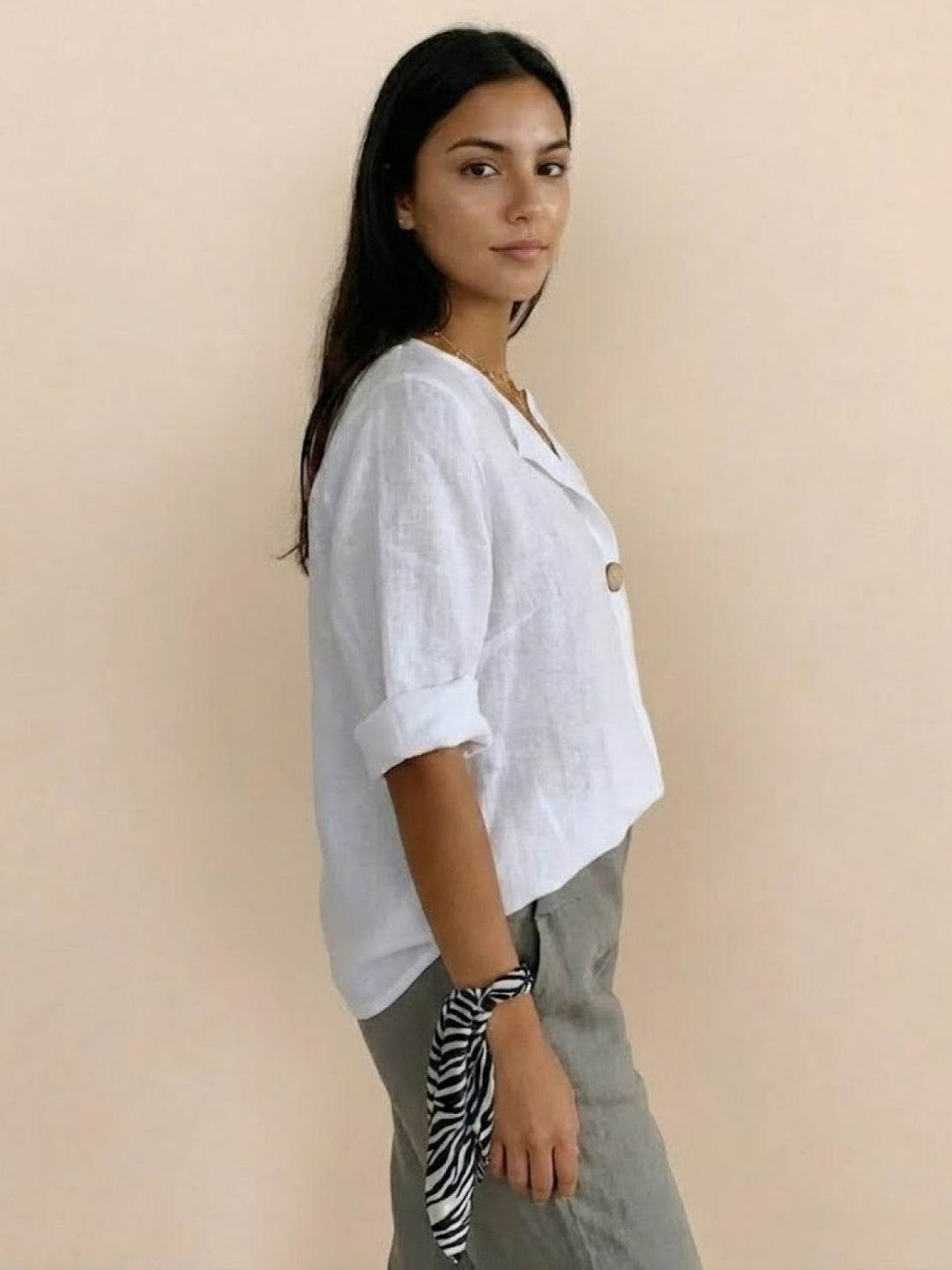 Pure Linen Age-Defying Button Detail Shirt white image 2 