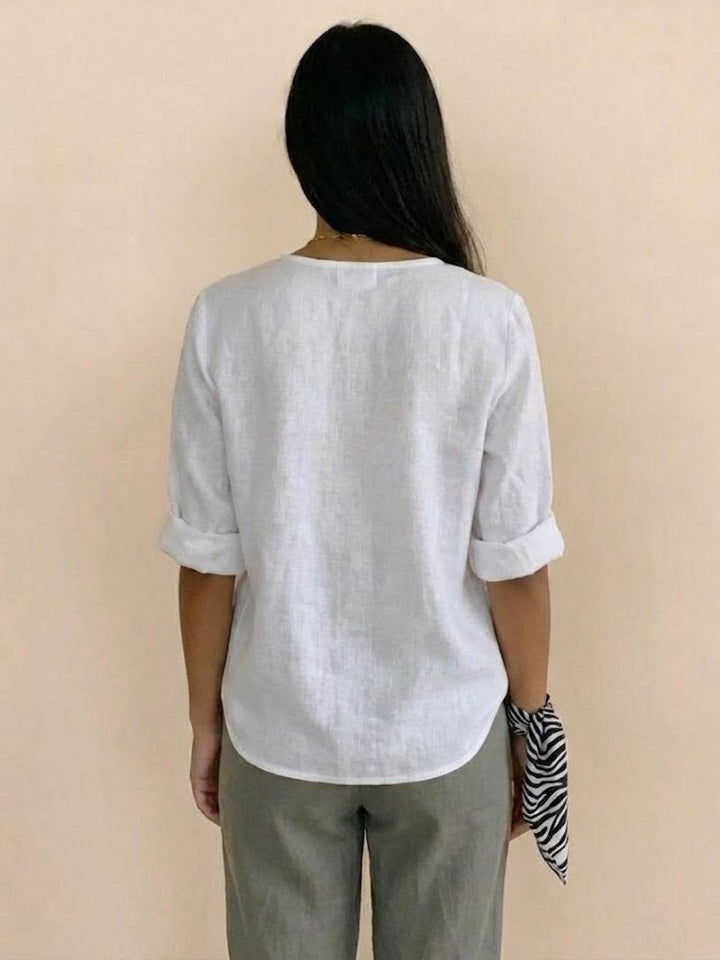 Pure Linen Age-Defying Button Detail Shirt white image 3 
