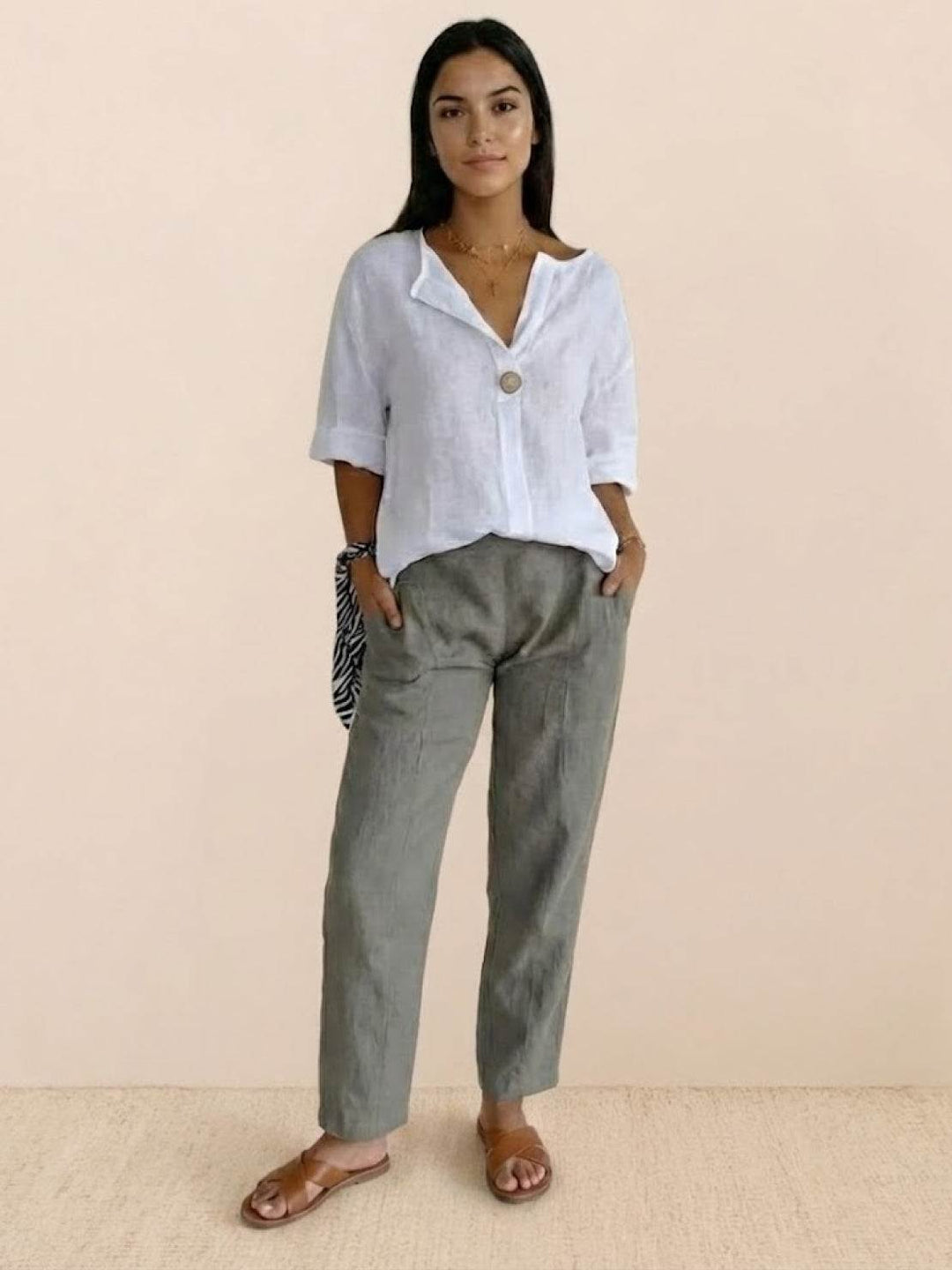 Pure Linen Age-Defying Button Detail Shirt white image 4 