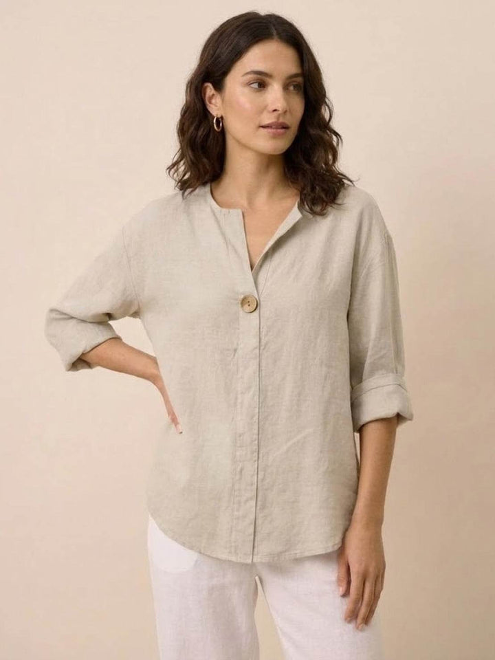 Pure Linen Age-Defying Button Detail Shirt beige image 1 
