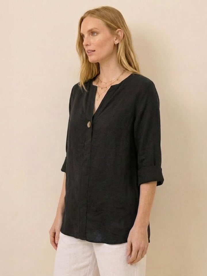 Pure Linen Age-Defying Button Detail Shirt black image 2 