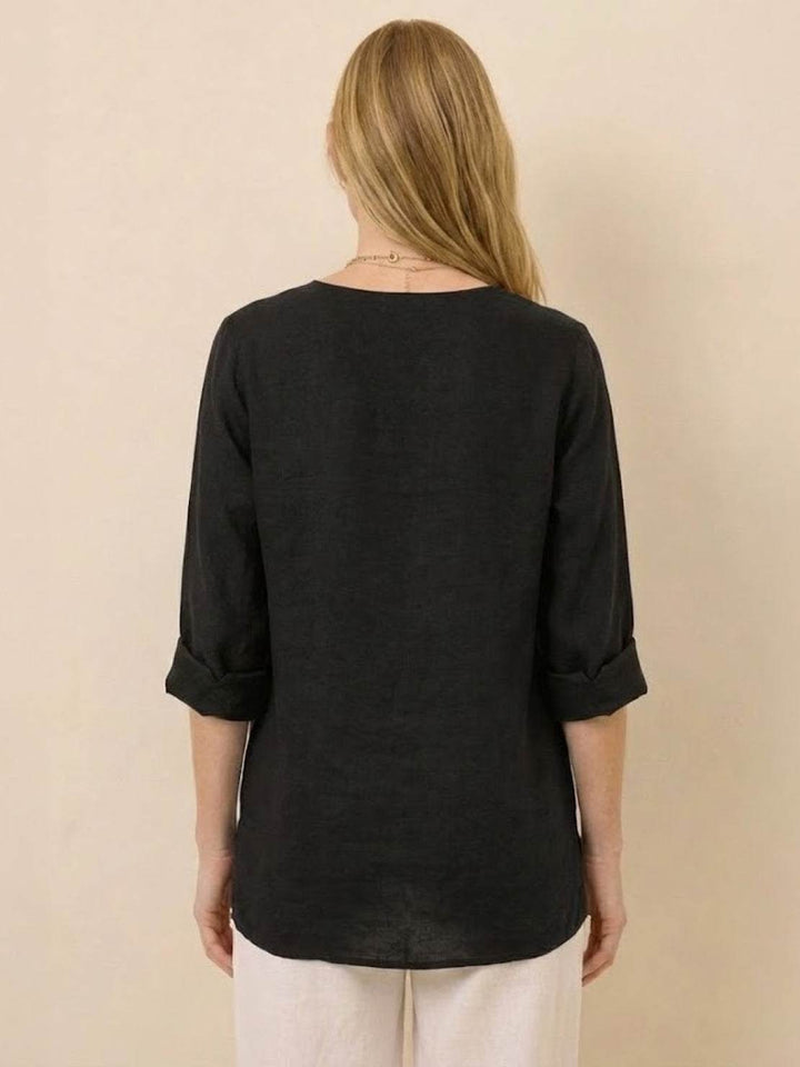 Pure Linen Age-Defying Button Detail Shirt black image 3 